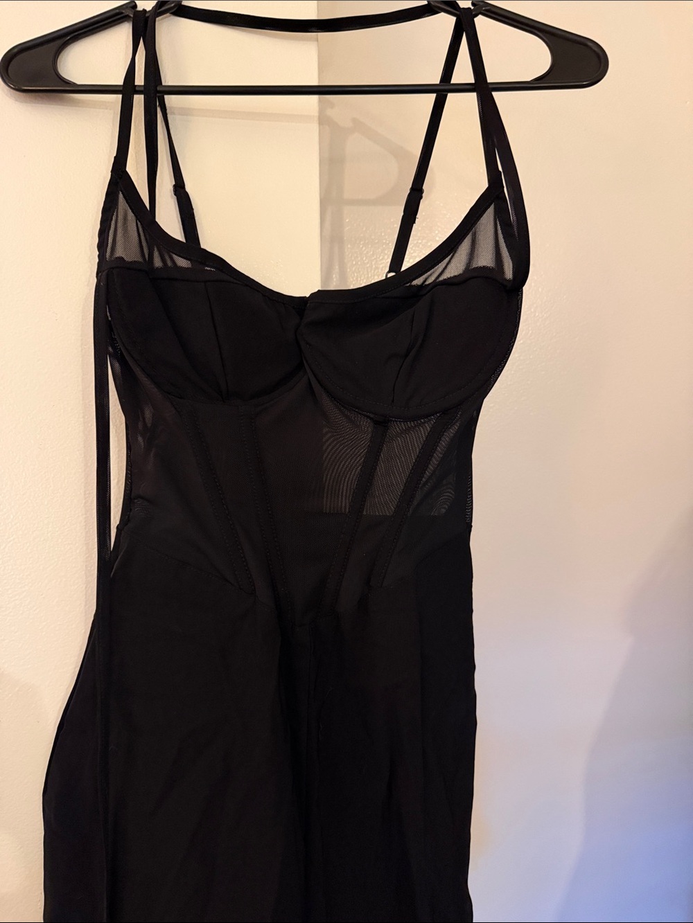 Women's Black Sheer Mesh Bodysuit Slip - Elegant Intimates